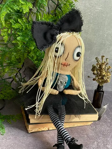 Creepy Cute doll . Rag doll . Goth gifts for her . Halloween home decor . Halloween gift ideas . Handmade doll . $65.00