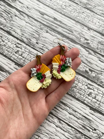 Miniature Earring Charcuterie Board with Polymer Clay $18.00