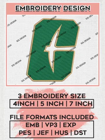 Charlotte 49ers Logo Machine Embroidery Design, NCAA Charlotte 49ers Embroidery Design Design files, NCAA Embroidery Designs, NCAA Machine Embroidery Designs, Digital Download $6.99