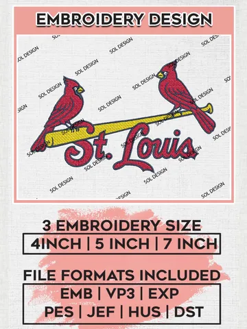 St. Louis Cardinals Logo Embroidery Files, MLB St. Louis Cardinals Team Embroidery, MLB Machine embroidery designs, Digital Download $6.99