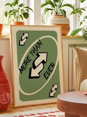 More Than Ever play Reverse Card Wall Art Funny Meme Poster Digital Download Green Black Typography Pop Culture Print Game Room Meme Decor $2.46