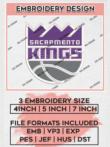 NBA Sacramento Kings Logo Embroidery Design, NBA Sacramento Kings Machine Embroidery Files, NBA Machine Embroidery Design, Machine Embroidery Design, Digital Download $6.99