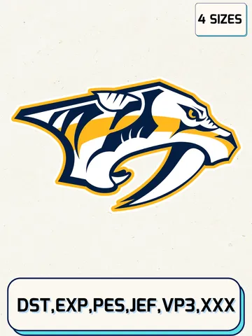 Nashville Predators Embroidery Design Files, NHL Logos Embroidery Designs, Machine Embroidery Files, 4 Sizes