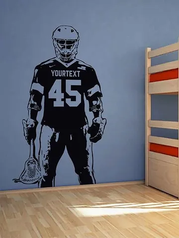 Personalized Lacrosse Wall Decal Custom Number Name Sport Gift Sticker ik3809 $23.99