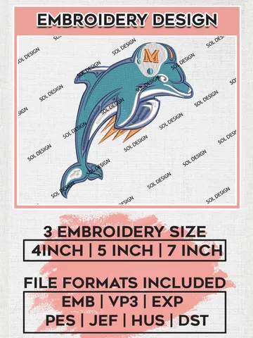 Miami Dolphins Embroidery Designs, NFL Dolphins, NFL Logo Embroidery Files, NFL Miami Dolphins Machine Embroidery Design, Digital Download