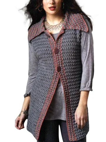 Long cardigan waistcoat vest crochet pattern, long Coat pattern, women ladies sleeveless cardigan instant download $6.68