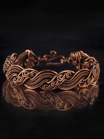 Copper wire wrapped bracelet for woman 7th Anniversary gift Small size bracelet $70.00