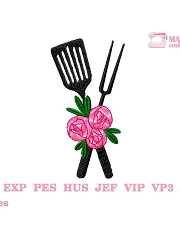 Kitchen utensils embroidery designs Machine embroidery pattern 3 size, Grilling apron embroidery files, Kitchen towel embroidery designs #R6 $3.05