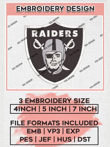 Las Vegas Raiders Embroidery Designs, NFL Raiders Embroidery Designs, NFL Embroidery Designs, NFL Las Vegas Raiders Machine Embroidery Design, Digital Download $6.99