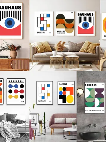 Bauhaus Poster Set of 12, green bauhaus poster, pink bauhaus poster, bauhaus print art, black bauhaus poster, Bauhaus Exhibition, digital $4.15
