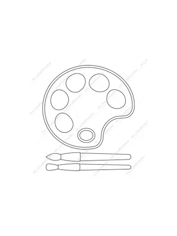 Palette with brushes coloring page PNG JPG $3.00