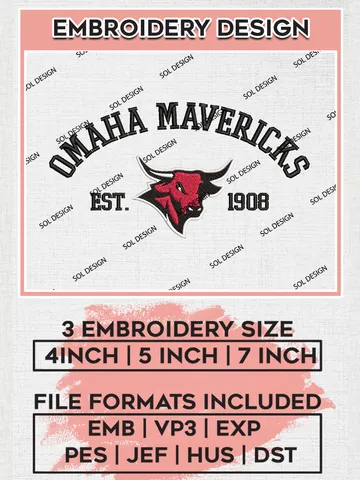Omaha Mavericks Est 1908 Logo Embroidery Designs, NCAA Omaha Mavericks Team Embroidery, NCAA Team Logo, 3 sizes, Machine embroidery Files, Digital Download $6.99