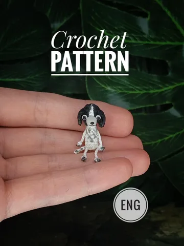 English PDF crochet pattern dog. Crochet miniature pattern. Little dog toy pattern. DIY cute toy. Pattern amigurumi. Micro crochet toy