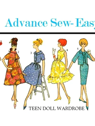 Barbie Vintage Sewing Pattern PDF Fashion Dolls size 11 1/2 inches Advance 3377