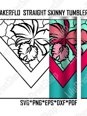 Flowers tumbler template svg for 20oz Skinny V Split Burst svg for straight Makerflo, Orchid tumbler cut file. instant download $2.71