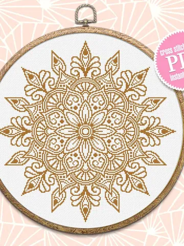 Flower mandala cross stitch pattern download PDF Simple mandala digital Monochrome cross stitch Modern cross stitch chart Home decor #M165 $4.60