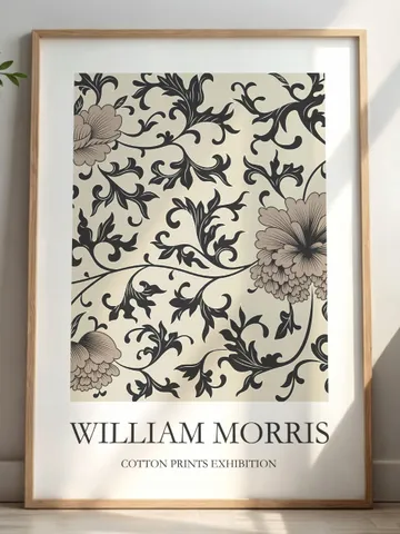 William Morris Monochrome Print Vintage Textile Poster Museum Style Home Decor Interior Pattern Digital Download Gift Classic Black White