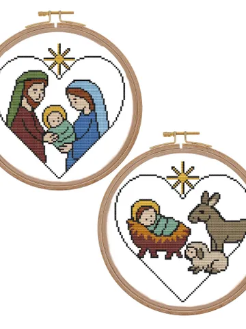 Christmas cross stitch pattern modern Religious Nativity scene cross stitch pattern Silhouette Birth of Jesus Christ Xstich PDF ornament
