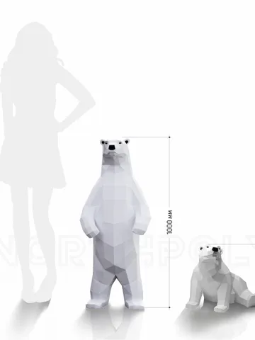 Polar Bear (1 metres) And Baby Polar Bear Papercraft, Digital Template, PDF Download, Gurko, 3D Low Poly, Pepakura, DIY Origami Sculpture $36.50