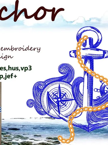 Anchor redwork Machine Embroidery Design $9.00