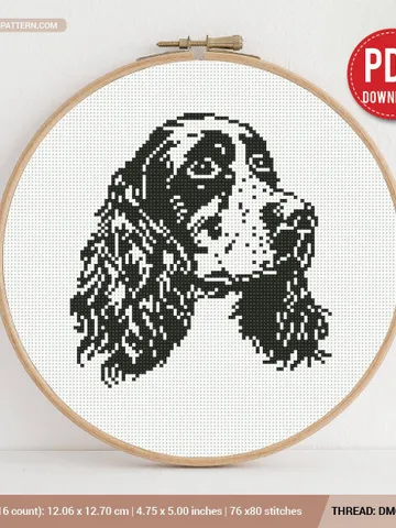 English Cocker Spaniel silhouette Cross stitch pattern, dog breed, puppy, animals, beginner counted, gift DIY, embroidery, instant PDF $4.74