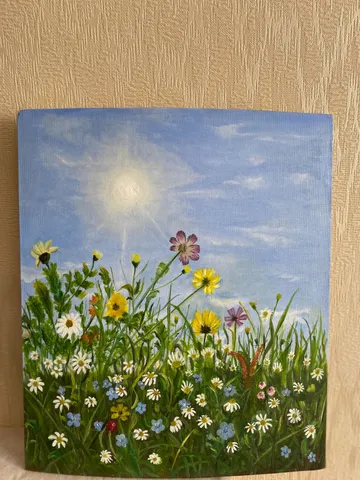 Картина маслом на картоне 30*35 "Летний день" $35.00