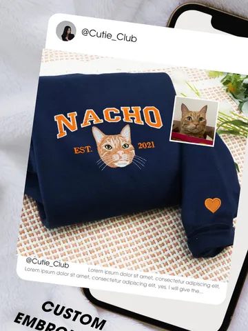 Custom Dog Face Embroidered Sweatshirt, Personalized Pet Crewneck Hoodie, Embroidered Crewneck, Gift for Dog Mom, Pet Lovers Gift