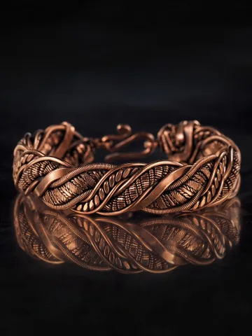 Copper wire wrapped bracelet for woman 7th Anniversary gift Small size bracelet $82.00