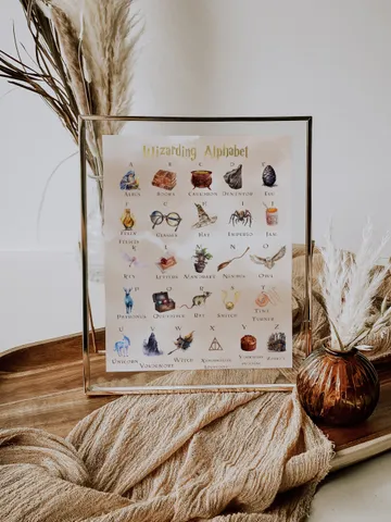 Wizarding Alphabet Poster; Magic School Nursery Printable; Wizarding World Nursery Decor Baby Gift; Nursery Wall art ABC; Instant Download $7.55