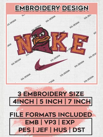Nike Virginia Tech Hokies Machine Embroidery Design, NCAA Virginia Tech Hokies Embroidery Design Design files, NCAA Embroidery Designs, NCAA Machine Embroidery Designs, Digital Download $6.99