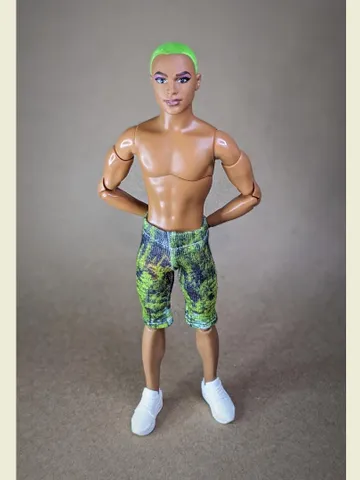 Natural printed elastic long shorts for 12-inch fashion male dolls $6.00