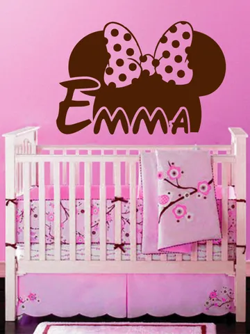 Personalized Minnie Mouse Wall Decal Kids Name Sticker ik141 $23.99