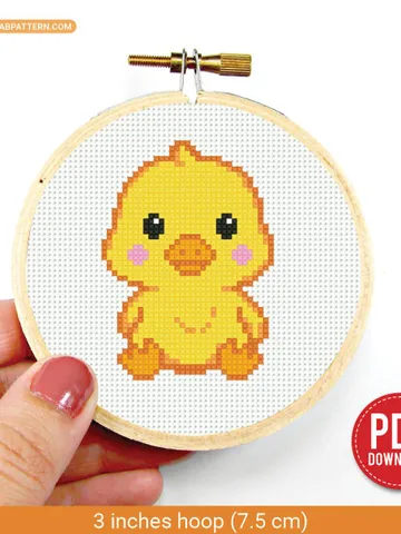 Mini cute duckling Cross stitch pattern, contemporary animal, Small Duck, beginner counted, modern chart, gift DIY, embroidery, instant PDF $4.29
