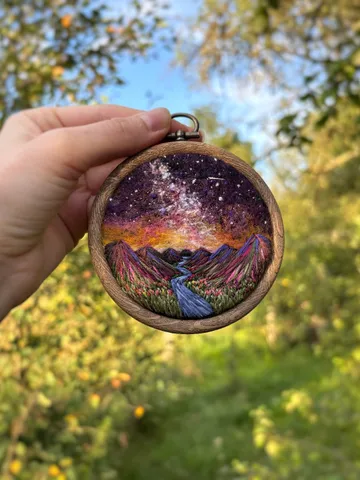 Embroidered and needle felted painting "Sunny valley" $275.00