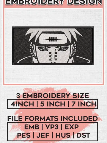 Naruto black white embroidery design, Naruto embroidery, embroidery file, anime design, anime shirt, Digital download EMB_ANIME_60 $6.99