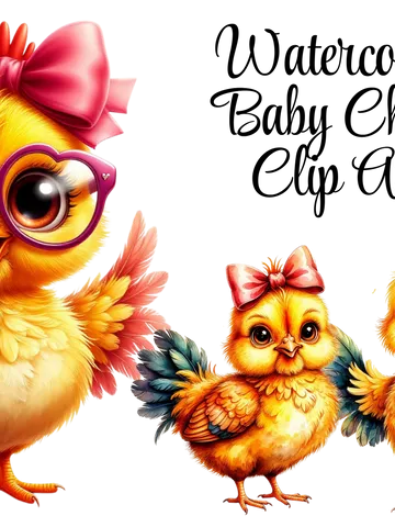 Cute Chick Clipart Bundle PNG $2.00