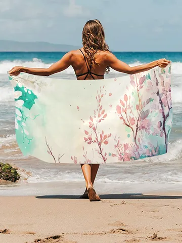 Spring Watercolor Style Beach Towel $45.00