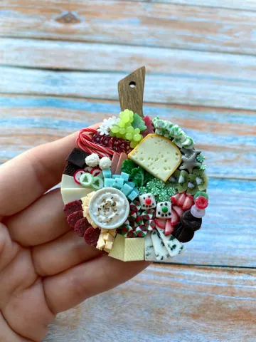 Magnet Miniature Christmas Charcuterie Board with Polymer clay Souvenir $27.00