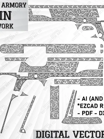 Springfield Armory Ronin Scrollwork | Springfield Engraving Design | Scrolls | Scroll Design Springfield Ronin | Svg $60.00