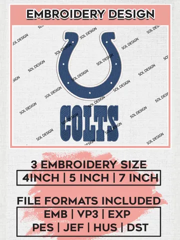 Indianapolis Colts Machine Embroidery Designs, NFL Colts, NFL Embroidery Designs, NFL Indianapolis Colts Machine Embroidery Design, Digital Download