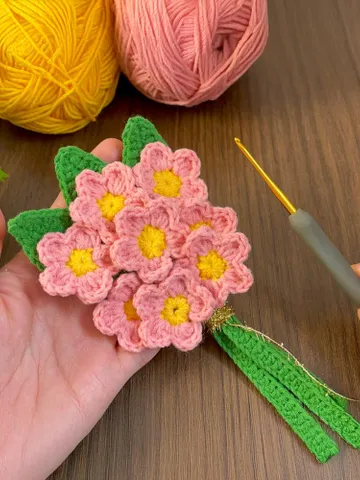 3D Crochet Flower Bouquet Pattern PDF, Realistic Floral Home Decor, Amigurumi Crochet Flowers DIY, Handmade Room Decoration