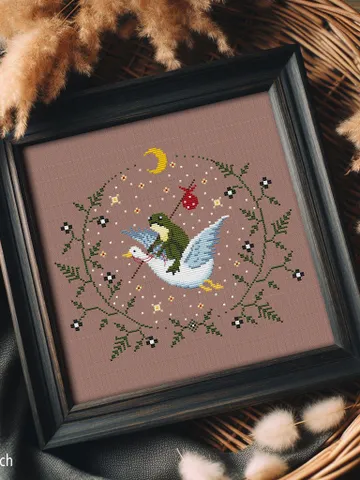 Motty Traveler Frog and The Air Adventure cross stitch pattern $5.00