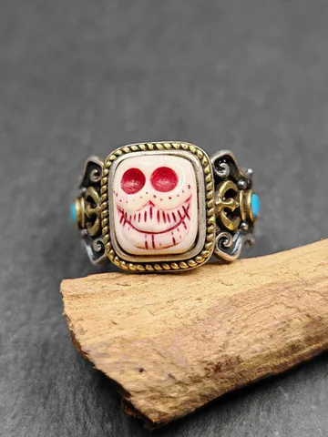 Gandhanra Unique Handcrafted Tibetan Silver Ring | Ivo Citipati Skull Master Ring | Adjustable Size | Protection Jewelry | Spiritual Gift