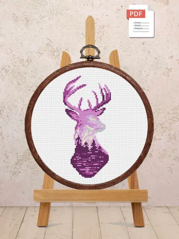 Deer Cross Stitch Pattern, Animal Cross Stitch, Embroidery Deer, Watercolor Deer Silhouette Cross Stitch, Modern Cross Stitch #anm022 $4.00