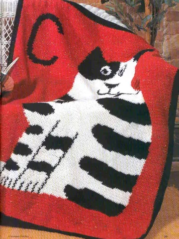 Cat Coverlet Afghan Vintage Crochet Pattern 261 PDF $2.50