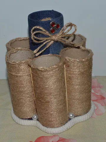 Handmade Jute Pen stand/desk Organizer/pen holder/Pencil Holder Set of 7