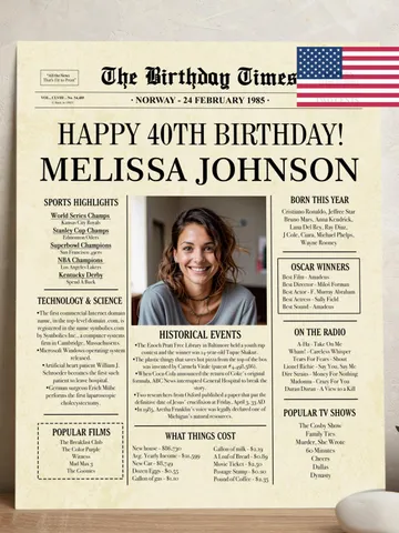 40th Birthday Newspaper Poster for Friend – Born in 1985 Sign, Back in 1985 Printable, Vintage 40th Birthday Gift for Her or Him $15.00