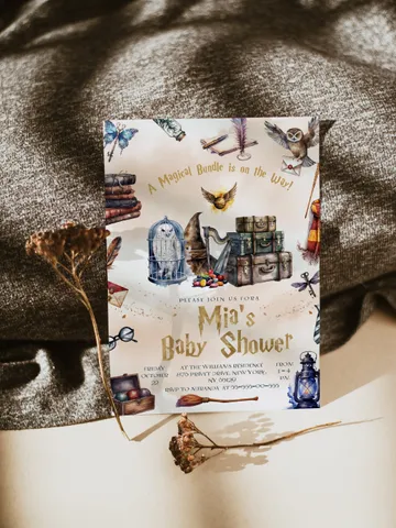 DIY Wizarding World Baby Shower iNVITATION; Magic School Baby Shower Template; School of Wizard Baby Shower invitation template; wF55 $11.62
