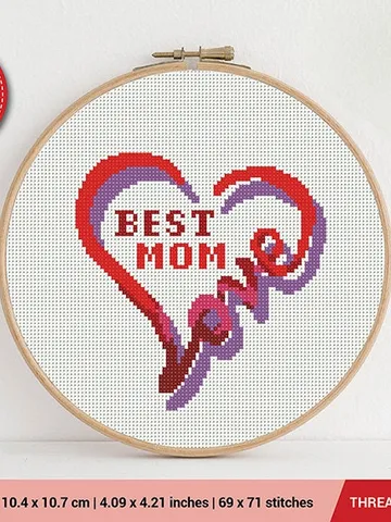 Best Mom Cross stitch pattern | Embroidery Pattern | Instant Download | Embroidery Designs $5.37