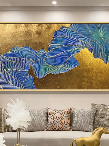 Gold Foil Oil Painting on Canvas, Large Original Abstract Gold Leaf Painting,lake water,Large Wall Art, Living room Wall Decor, Housewarming $114.26